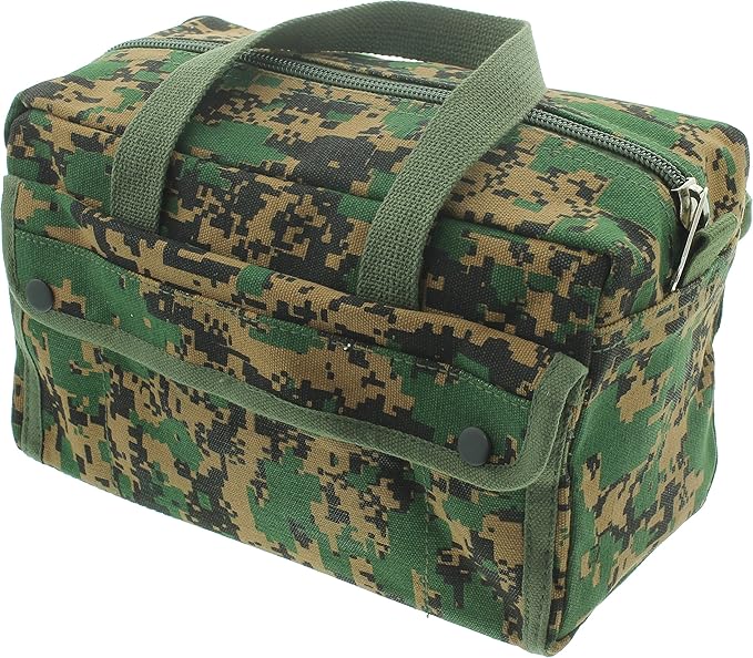 ARMYU Heavy Duty Small Tool Bag Tactical Cotton Canvas Mechanics Bag, 11" x 7" x 6", Woodland Digital Camo