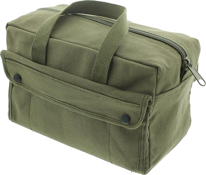 ARMYU Heavy Duty Small Tool Bag Tactical Cotton Canvas Mechanics Bag, 11" x 7" x 6", Olive