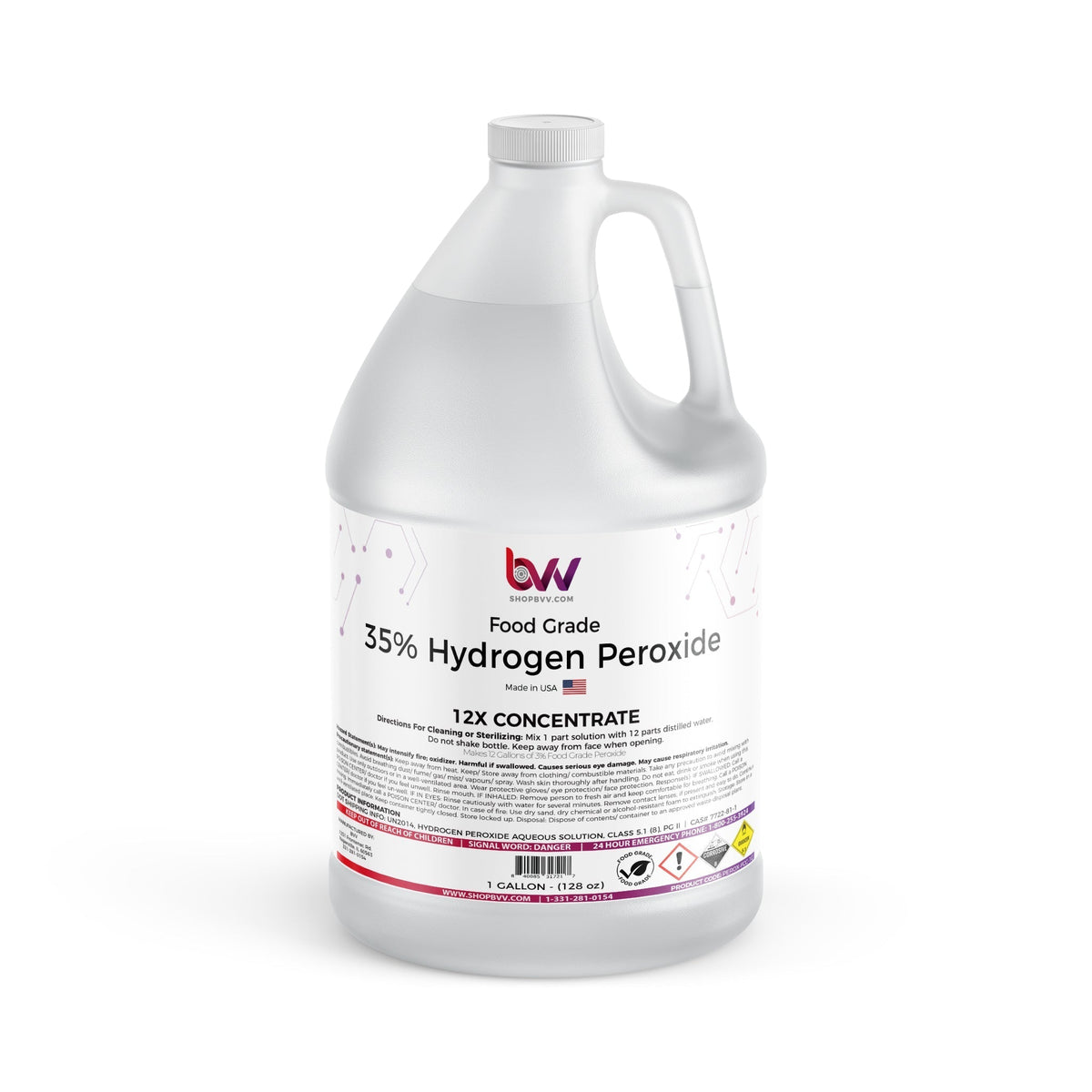 BVV⢠35% Food Grade Hydrogen Peroxide H2O2 (Food Grade) - 1 Gallon