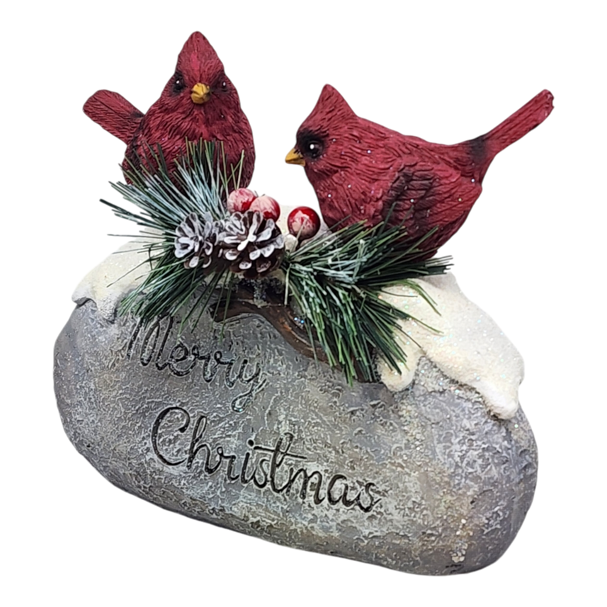 Holiday Cardinals on Stone - 7 Inch
