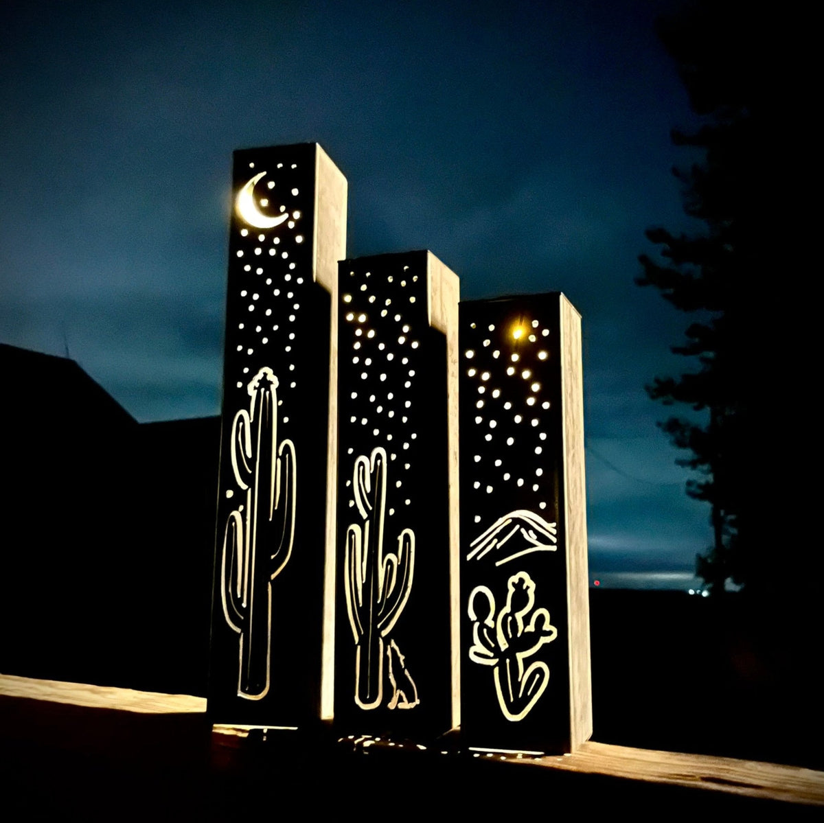 Desert Night Luminary Pillars w/ Solar Cap