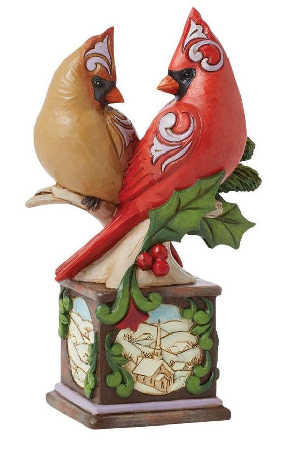 Cardinal Pair on Pedestal Figurine