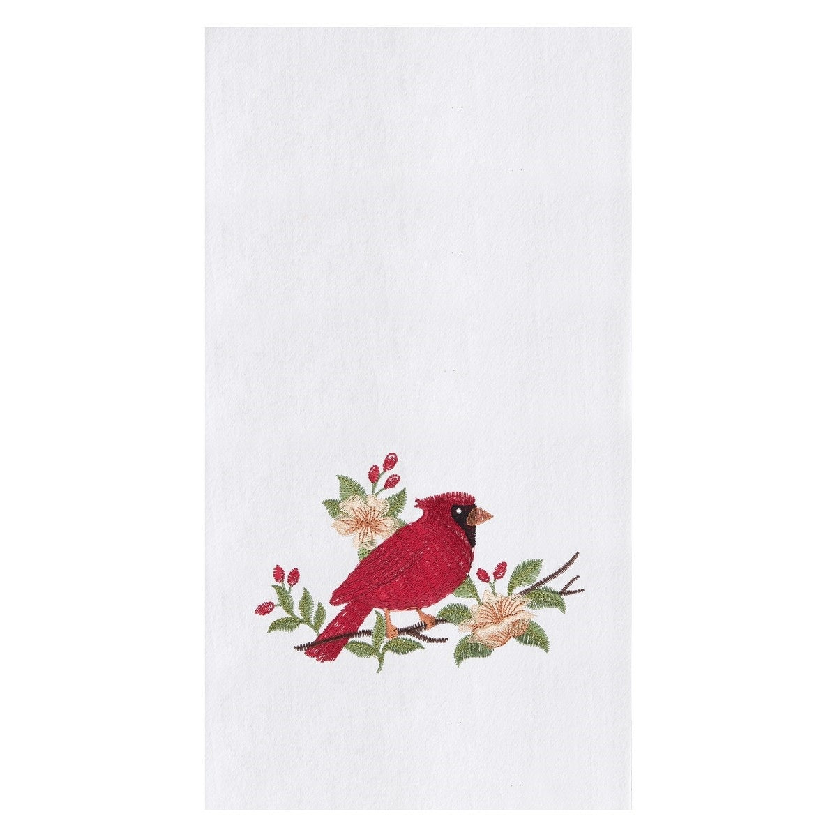 Cardinal Blossom - Embroidered Kitchen Towel