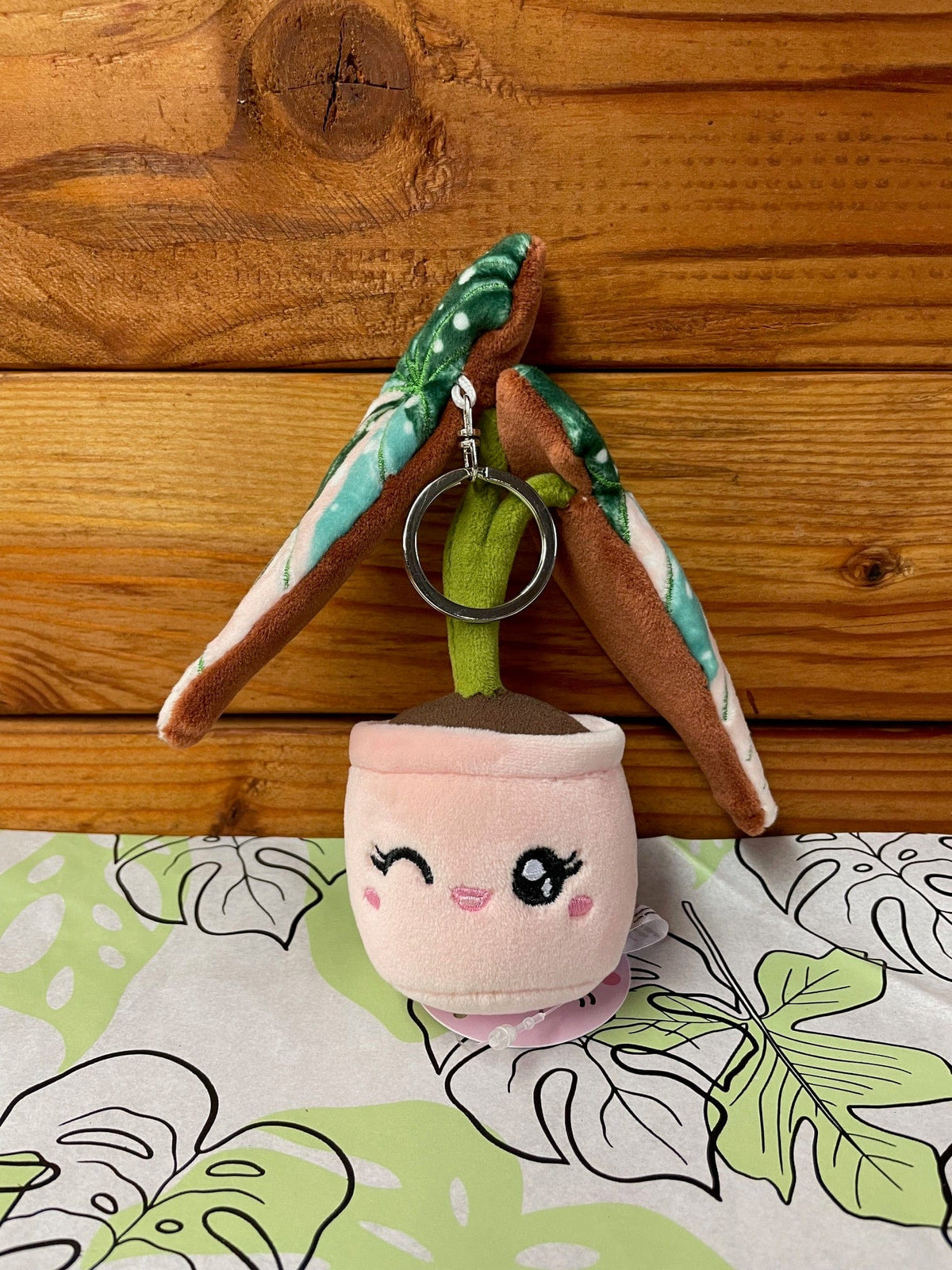 Begonia Variegated Maculata Plush Keychain