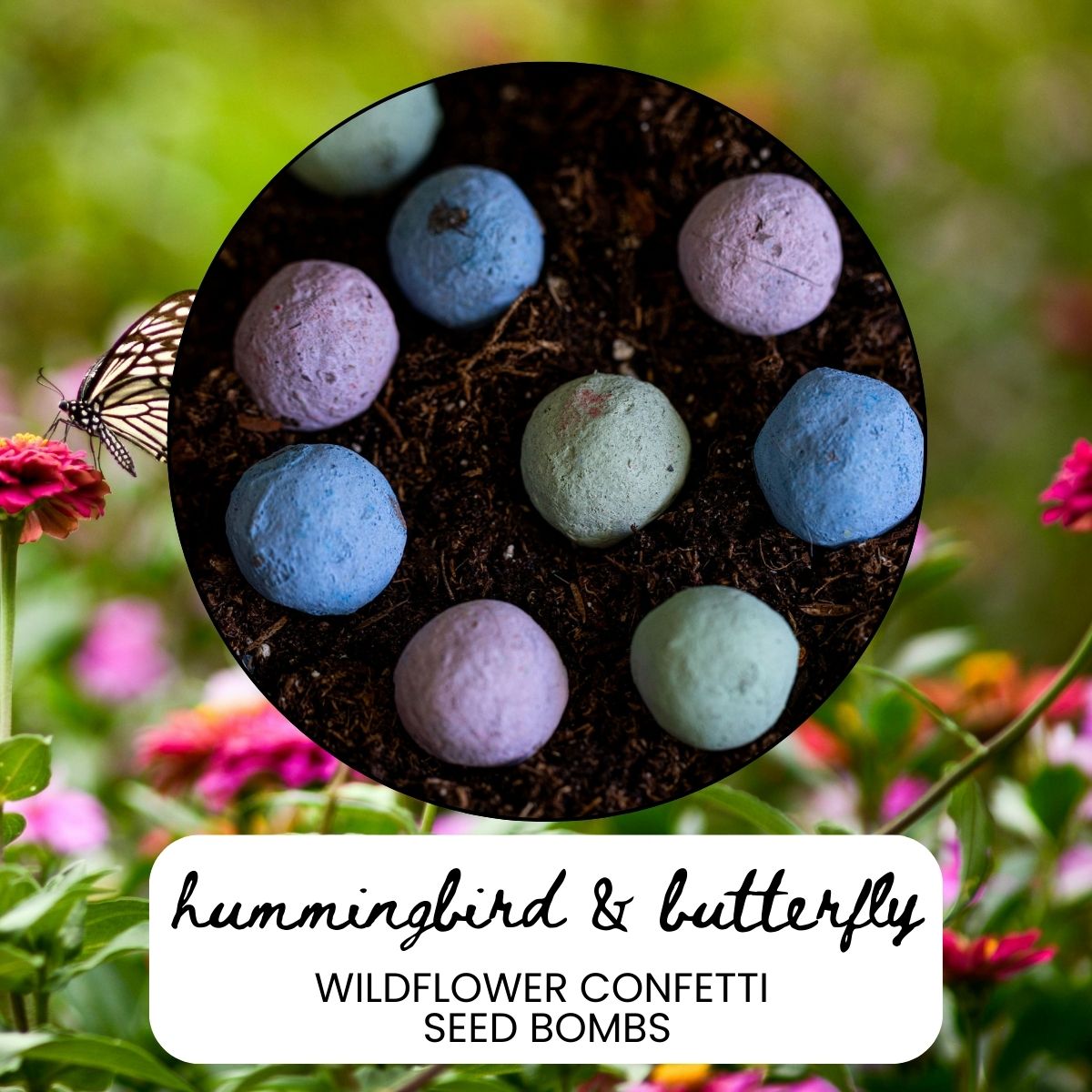 Hummingbird & Butterfly Pollinator Wildflower Garden Confetti Seed Balls