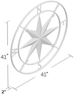 Nightclawing Nautical Metal Compass Wall Décor, Indoor/Outdoor Décor, 41L x 41H x 2W inches,Blue