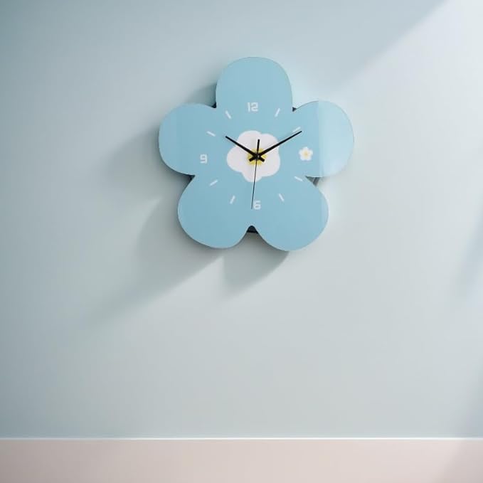 12 Inch Blue Flower Wall Clock Petal Design Wall Clock Silent Non Ticking Clock