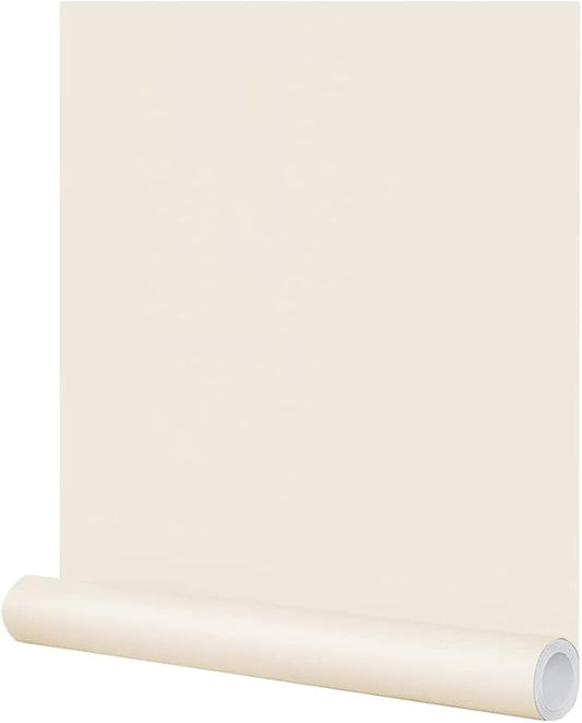 FUKU MON 24"x394" Beige Peel and Stick Wallpaper Matte Beige Cream Contact
