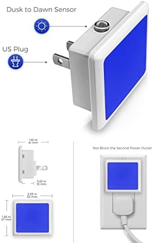 L LOHAS LED Blue Night Lights Plug into Wall 2-Pack, 0.3W Plug in Night Light
