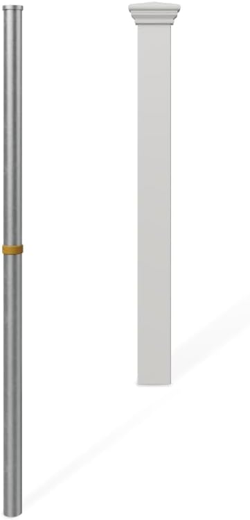 3ft Tall (1 Post) Fence Finishing Post for WamBam Newport No Dig White Picket Fence, Easy Install Outdoor Support for Backyard or Patio, Yard Enclosure Component, No Dig Panels, ZP19003
