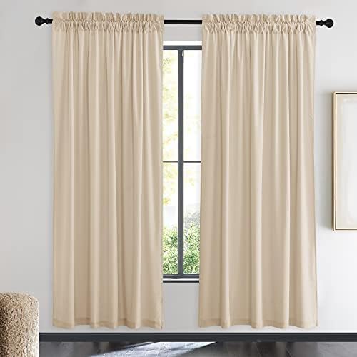 NICETOWN Beige Velvet Curtains 72 inches 2 Panels Set, Thermal Insulated Heavy
