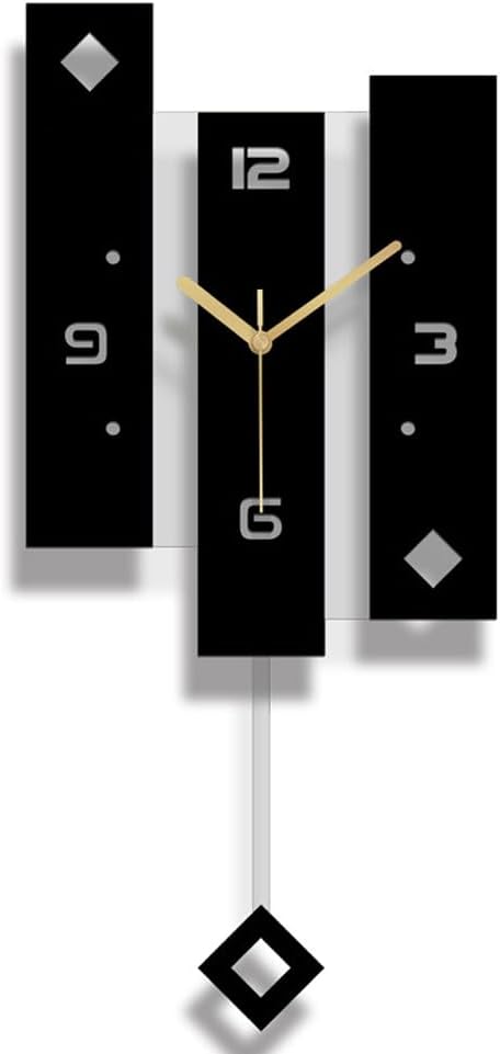 SHISEDECO Creative Mute Modern Large Pendulum Clock in Black and White Color