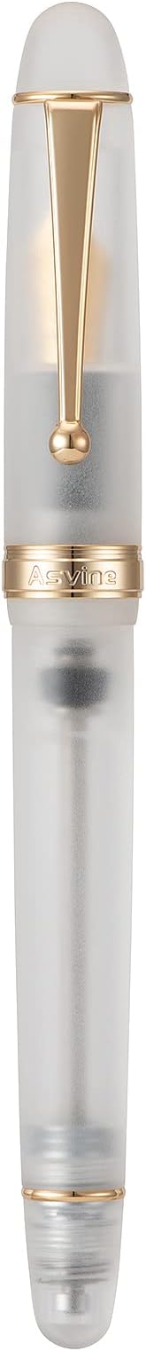 Asvine V126 Vacuum Filling Fountain Pen Medium Nib, Frosted Transparent Clear Acrylic, Large-Capacity with Gift Case