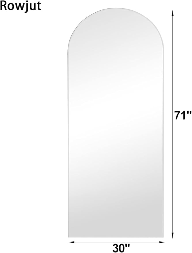 Rowjut Large 71"x30" Arched Full Length Mirror White Floor &Standing