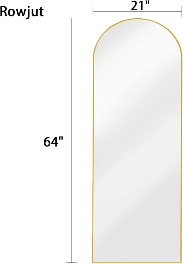 Rowjut 64"x21"Floor Mirror Arched Full Length Mirros, Mirror Floor Length
