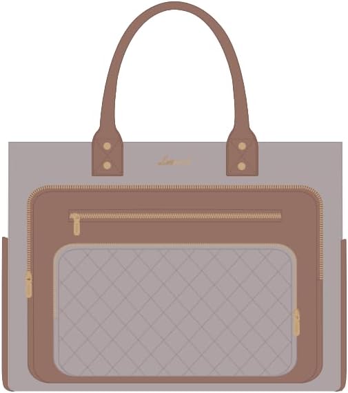 LOVEVOOK Laptop Tote Bag for Women, Teacher Nurse Work Bags with Laptop Compartment, Laptop Bag With Large Cup Holder, Professional Briefcase Business Large Purses Handbag, Dark Apricot-brown 17 Inch