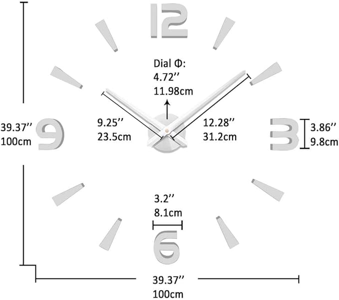VANGOLD Large 3D Wall Clock DIY Wall Decoration Clock