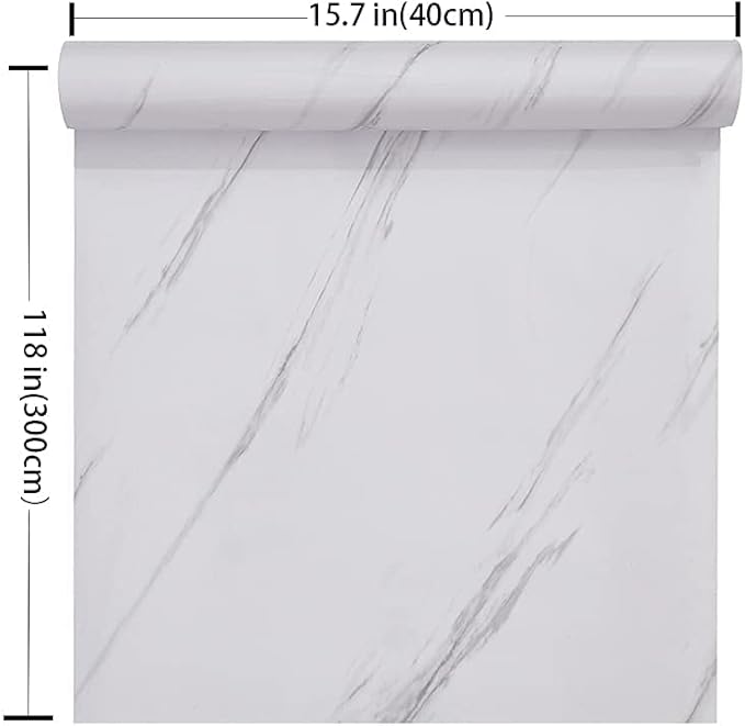 Glossy Marble Paper Granite Gray/White Wallpaper Peel and Stick Wallpaper Self
