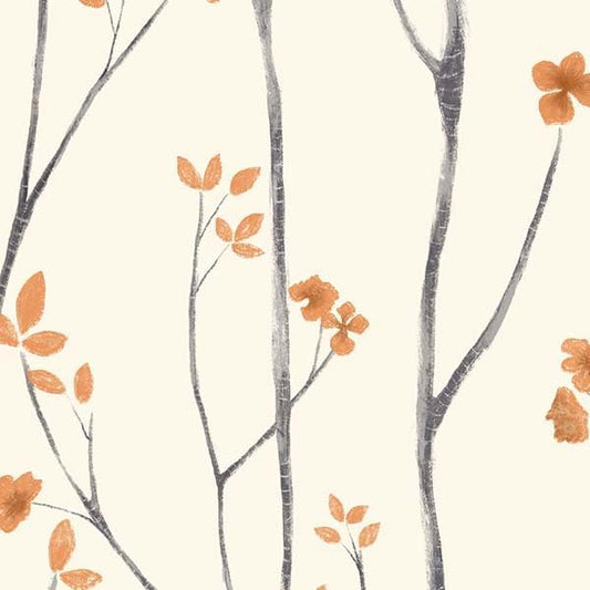 Timeet Peel and Stick Wallpaper White and Orange Floral Wallpaper Boho Leaf