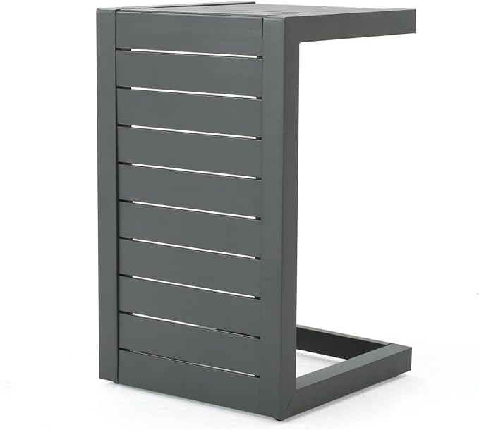 Christopher Knight Home Cape Coral Outdoor Aluminum C-Shaped Side Table, Grey