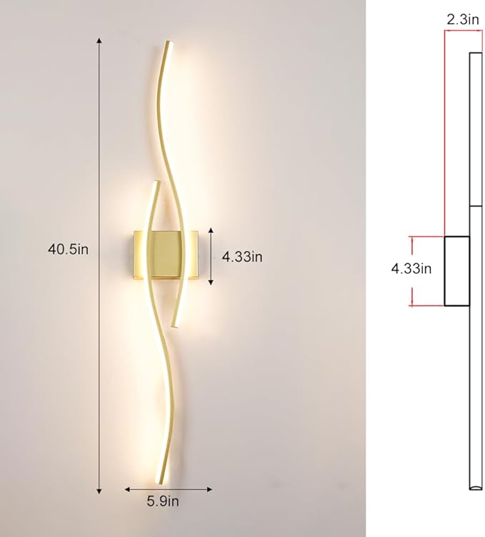 Modern Wall Sconces Set of 2, Dimmable LED