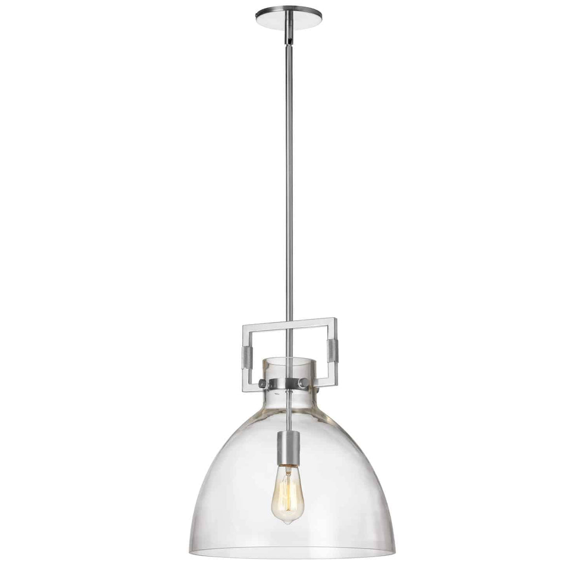 Dainolite LBY-141P-PC Clear Glass Pendant Light, Silver Finish
