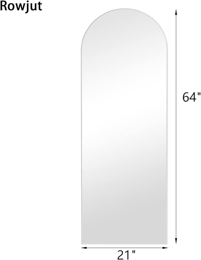 Rowjut Floor Mirror Arched Full Length Mirrors, Living Room, Aluminum Frame