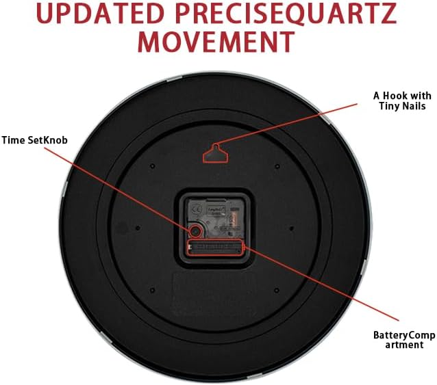 HZDHCLH Wall Clock Red, Silent Wall Clocks Battery Operated 8 Inch Modern Non