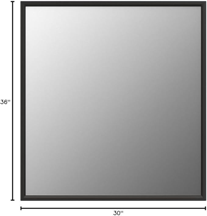 LOAAO 30"X36" Black Rectangle Bathroom Mirror Wall, Matte Black Aluminum Alloy