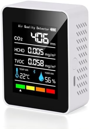 Air Quality Monitor, 5 in 1 Portable Quality Tester, CO2 Detector Air Quality Monitor Indoor, for CO2 | TVOC | HCHO | Temp Humi for Home, Cars Plants,Hotel, Office