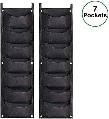 LITLANDSTAR Hanging Planter Bags, 2 Pack 7 Pocket Hanging Vertical Wall Planter