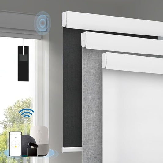 Motorized Blinds with Remote, Cordless Smart Blinds with Valance Cover