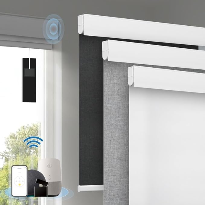 Motorized Blinds with Remote, Cordless Smart Blinds with Valance Cover