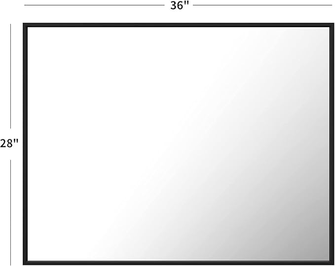 LOAAO 28"X36" Black Rectangle Bathroom Mirror Wall, Matte Black Aluminum Alloy