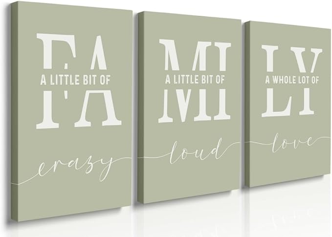 GUBIYU Farmhouse Family Wall Art Set of 3, Home Love Framed Canvas Prints