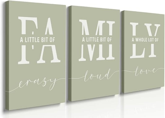 GUBIYU Farmhouse Family Wall Art Set of 3, Home Love Framed Canvas Prints