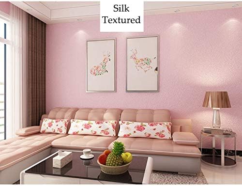 Cohoo Home Silk Pink Wallpaper Peel and Stick Contact Paper Pink Textured Silk