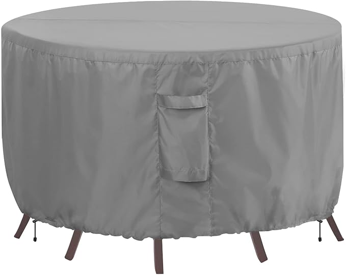 OutdoorLines Outdoor Waterproof Patio Table Furniture Set Covers - Round Couch Sectional Cover Outside Weatherproof Patio Furniture Covering for Deck, Lawn and Backyard 84" Dia x 28" H, Grey