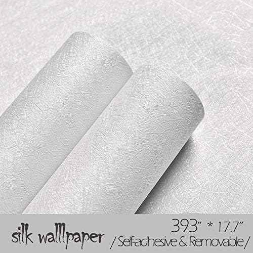Cohoo Home Silk White Wallpaper Peel and Stick Contact Paper White Textured
