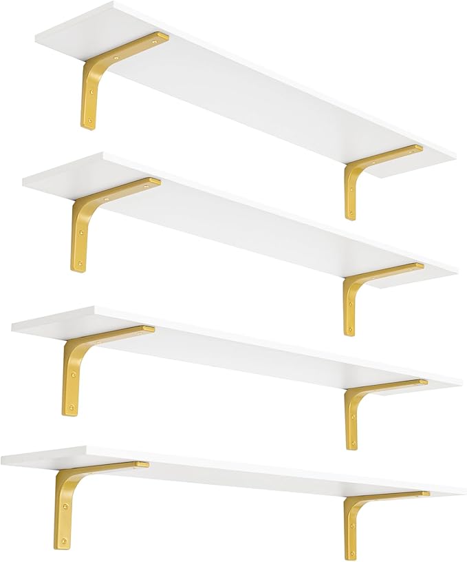 DINZI LVJ Long Wall Shelves, 47.3" Wall Mounted Shelves Set of 4, Large