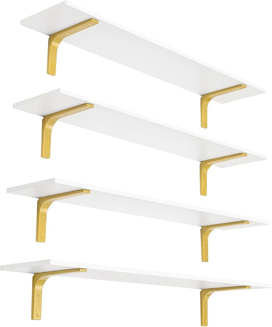 DINZI LVJ Long Wall Shelves, 47.3" Wall Mounted Shelves Set of 4, Large