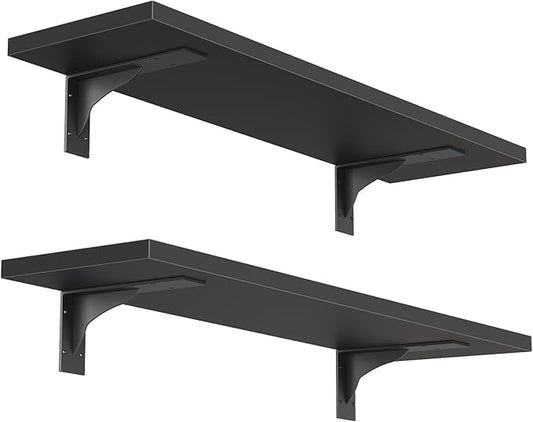 HOOBRO Floating Shelves for Wall, 15.4" Wall Mounted Shelves Set of 2, Hanging