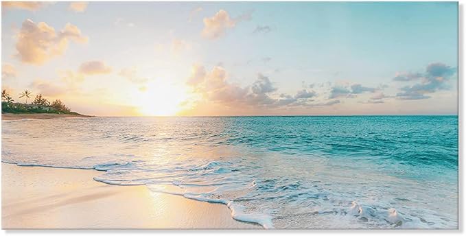 Goldfoilart Large Beach Sunset Canvas Wall Art