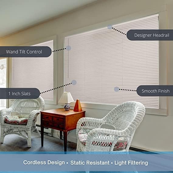 Lotus & Windoware Cordless 1" Vinyl Mini Blind 32" Wide x 64" Long