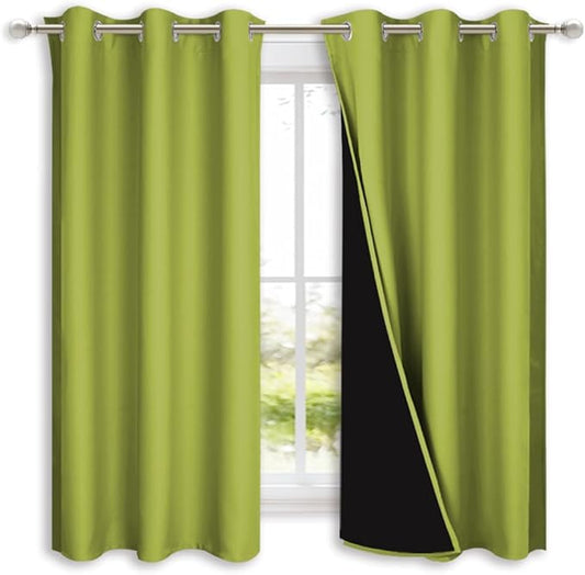 NICETOWN 100% Blackout Curtains 45 inches Long, Fresh Green, 1 Pair, 42 inches