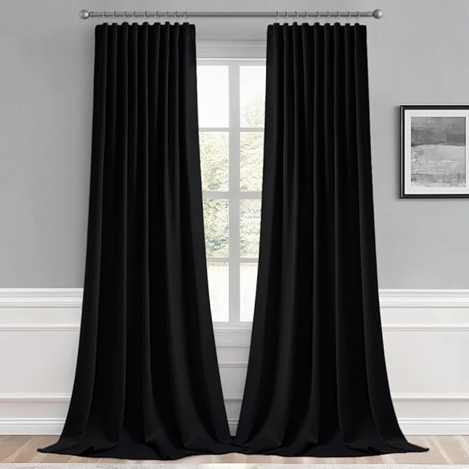 MIULEE Back Tab Blackout Curtains 120 Inch Long 2 Panels Set