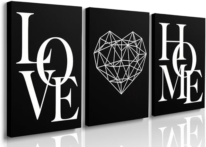 GUBIYU Love Home Wall Decor Black and White Farmhouse Modern Art