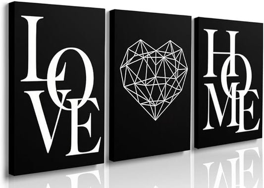 GUBIYU Love Home Wall Decor Black and White Farmhouse Modern Art