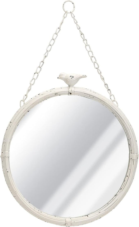 NIKKY HOME 11 Inch Decorative Small Hanging Mirrors Vintage Rustic Round Metal
