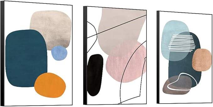 MPLONG Aesthetic Wall Art Large size 24" x 32" x 3 Panels Of Framed Decorative